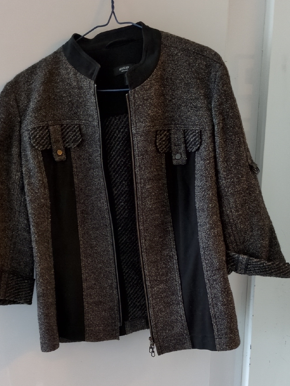 Basler Gray Black Zip-Front Jacket